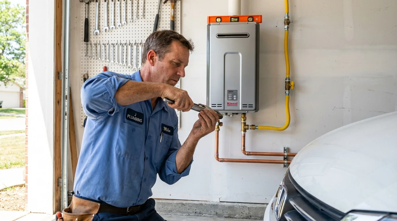 Tankless water heater installation by a Johns Plumbing LLC plumber in Winters